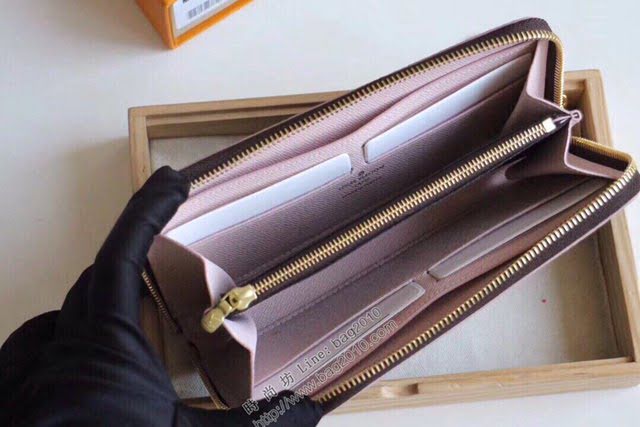 lv錢包 M64201 路易威登經典Clemence錢夾 lv老花拉鏈女長錢包  lvqb1136